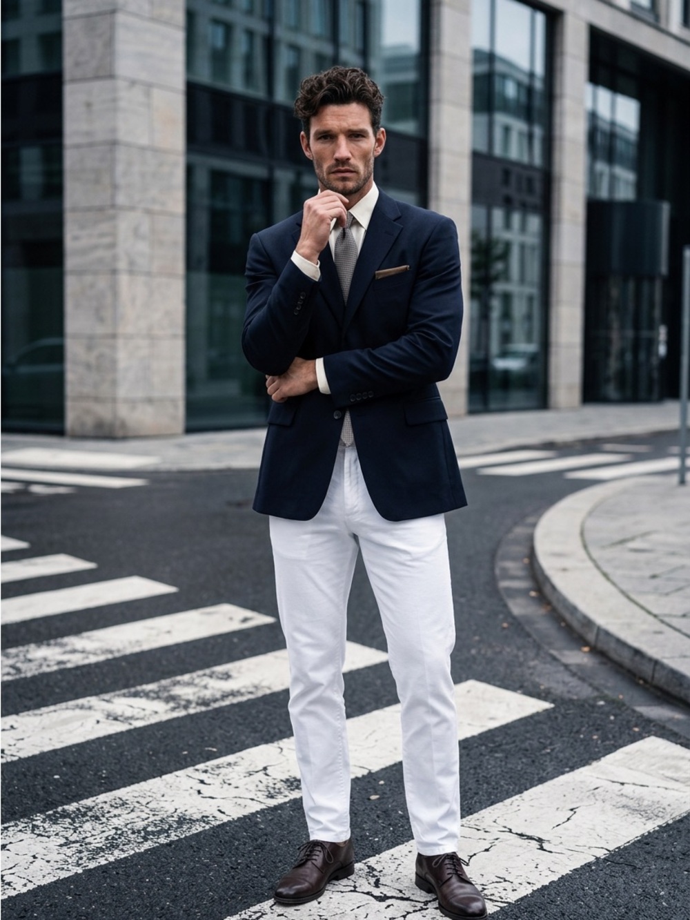 Men's Navy Blazer 100% Pure Wool pare up White, Tan even Denim.☑️